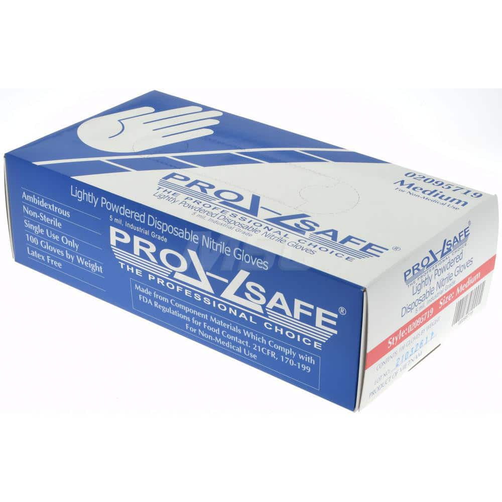 100 Pack PROSAFE 63332/M Disposable Nitrile Powdered Gloves, Medium
