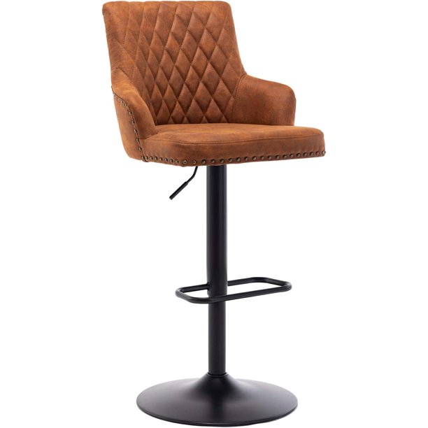 Duhome Modern Bar Stool with Back, Adjustable Swivel Barstools Faux Leather Counter Stools with