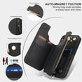 thumbnail image 3 of Wallet Case for Apple iPhone 16, with Crossbody Shoulder Strap & Hand Wrist Cards Holder Zipper Pocket Stand Feature Full Protective Shockpoof Phone Case for iPhone 16, Black, 3 of 7