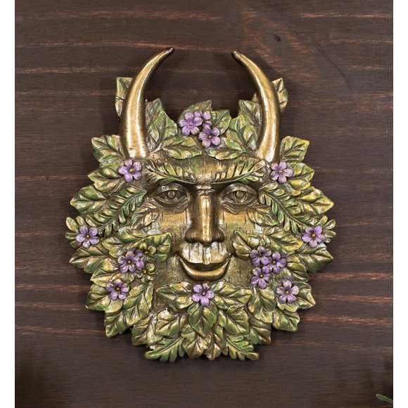 Ebros Décoration Murale de Poêle Greenman en Forme de Corne, Sculpture de Plaque