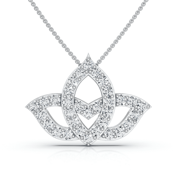 Pompeii 3/8ct Diamond Lotus Flower Pendant Necklace 14K White Gold (G/H,I2)