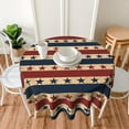 thumbnail image 3 of 4th of July Tablecloth Round Retro Patriotic American Flag Star Stripes Table Cloths Circular Table Cover Waterproof and Wipeable Polyester Tabletop for Dining Kitchen Picnic Party Decor 60 Inch, 3 of 6