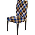 thumbnail image 2 of Kitchen Chair Covers Set of 6 Black Blue Gold and White Plaid Removable Chair Covers Stretch Dining Room Chair Covers for Home Restaurant Banquet Party, 2 of 3