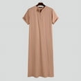 thumbnail image 3 of INCERUN Men's Muslim Saudi Arabia Kaftan Islamic Abaya Thobe Long Tops Dress Robe, 3 of 9