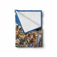 thumbnail image 2 of European Soft Flannel Fleece Throw Blanket, Italian Mediterranean House by Cliffs Dramatic Weather Sea Cinque Terre Print, Cozy Plush for Indoor and Outdoor Use, 50" x 70", Multicolor, by Ambesonne, 2 of 6