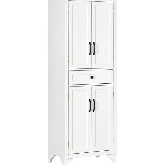 15" Deep, 4-Door Kitchen Cabinet - 4-Tier Shelving for Pots - For Living Room - Beautiful Storage with Hardware