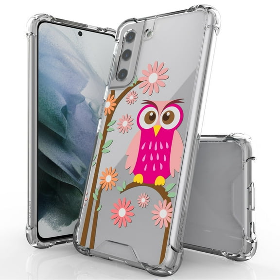 ANJ  Hybrid Slim Hard Back Cover Case Flexible Bumper for Samsung Galaxy S21 - Daisy Owl