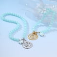 thumbnail image 4 of NICKSUN Two-tone Stainless Steel Swirl Spiral Pendant Necklace, Light Blue Striped Bead & Flower OT Clasp Cute Choker for Women, 4 of 7