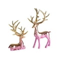 thumbnail image 2 of 2Pcs Christmas Reindeer Figurines Decorations Resin Sitting & Standing Deer Statues Elk Figurine for Home Table Decor Wine Cabinet (Pink ), 2 of 6