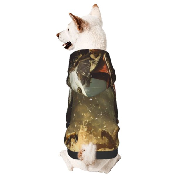 Fotbe Dinosaur Bald Eagle Sudadera con Estampado para Perros Pequeños – Suéter con Capucha para Mascotas, Tela Suave de Forro Polar con Bolsillo-Large