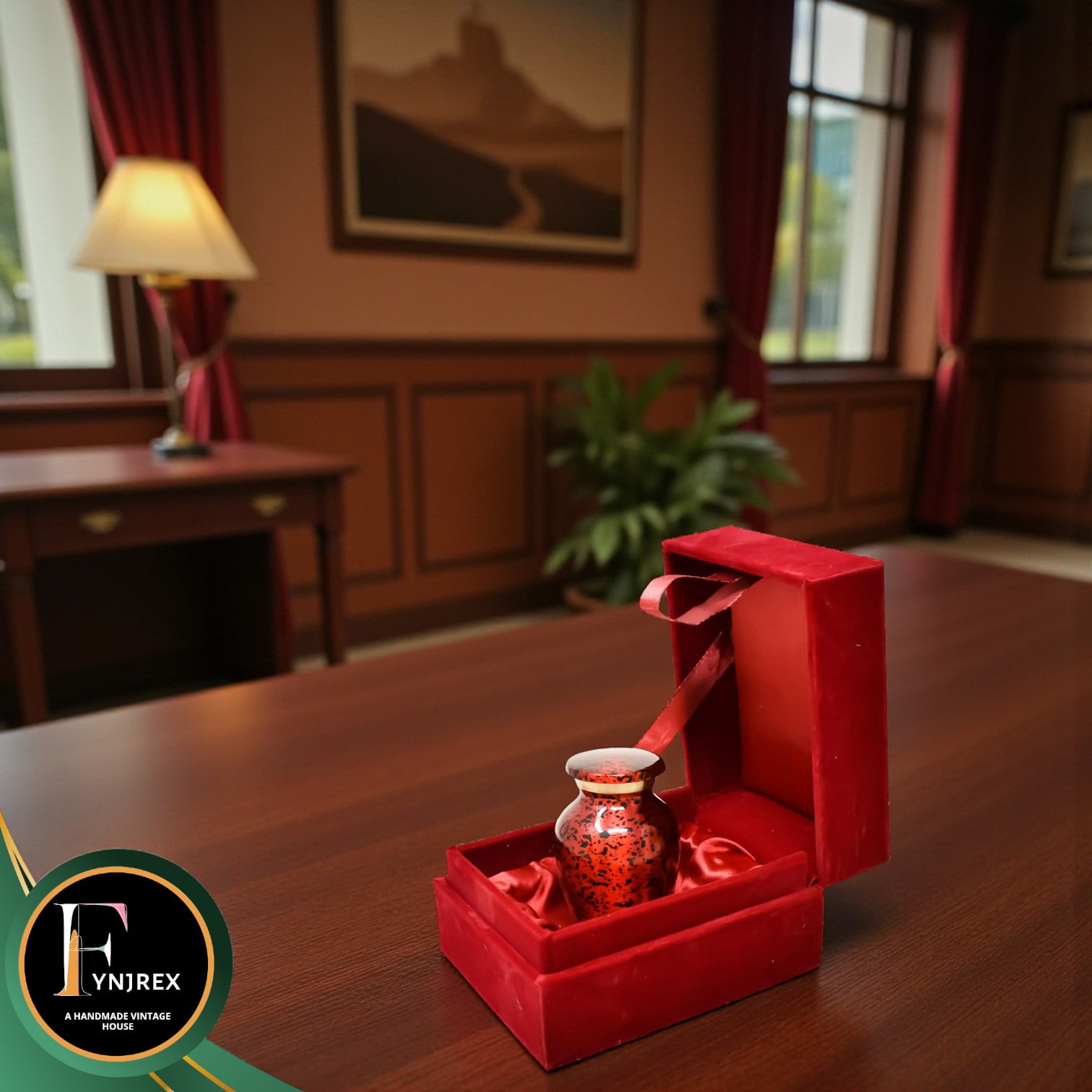Mini Red Keepsake Urn for Human Ashes – Metal Cremation Token with Box