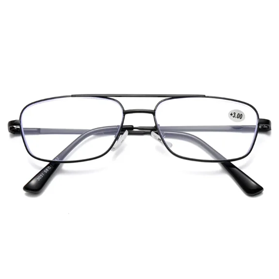 1 PK Mens Retro Aviator Reading Glasses Metal Frame Blue Light Blocking Readers