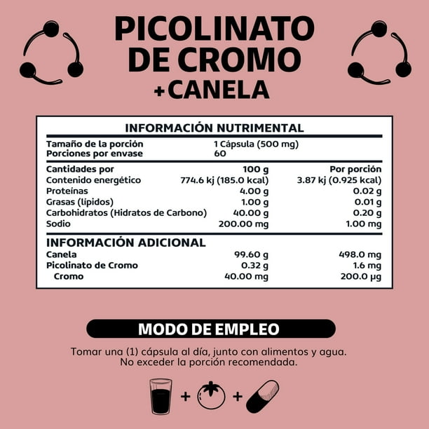 coctel de canela l carnitina picolinato de cromo cayena Cctel y pomodoro Picolinato Cromo Premium Con Canela