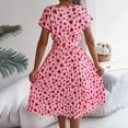 thumbnail image 6 of Ruimatai Women's Casual Sexy V Neck Short Sleeve Dress Summer Loose Print Flowy Party Dress with Waist Tie and Ruffle Hem, 6 of 6