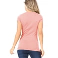 thumbnail image 4 of Moa Collection Women Casual Solid V-Neck Short Sleeve Basic T-Shirt Top, 4 of 4