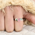 thumbnail image 2 of SHEKHAWATJEWELS 6 mm/ 0.75 Round Shape Pink Sapphire Engagement Ring Cluster Opal Emerald Ring For Women Yellow Gold Plated Silver Anniversary Gift For Her, 2 of 7