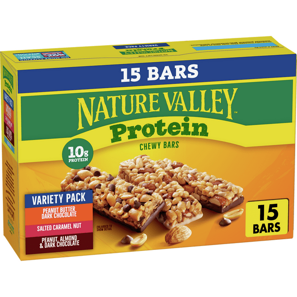 Nature Valley Chewy Granola Bars, Protein Variety Pack, Gluten Free, 21