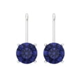 thumbnail image 3 of 3 Ct Round Cut Drop Dangle Blue Tanzanite 18K White Solid Solid Gold Everyday Dainty Earrings Lever Back, 3 of 7