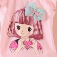 thumbnail image 4 of Toddler Girls Clothes 6M 12M 18M 24M 2T 3T 4T Summer Outfits Baby Kids Short Sleeve Cartoon Girl Print T-Shirt Tops Solid Shorts Sets, 4 of 6