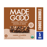 MadeGood Chocolate Drizzled Cookie Crumble Granola Bars, 5 Healthy Snack Bars, 0.85 oz Each