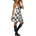 thumbnail image 4 of INSPIRE CHIC Women's Plaid Lace Up Sleeveless Adjustable Strap Party A-Line Dress White XS, 4 of 5