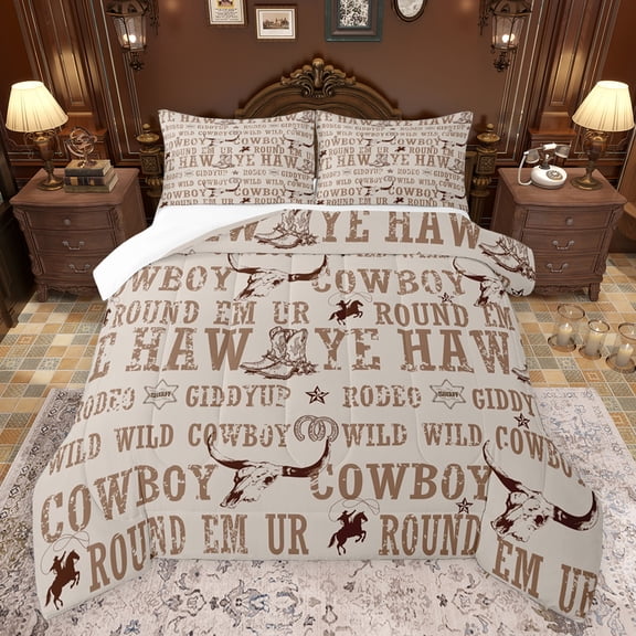 jejeloiu Rustic Bull Skull Bedding Comforter Set,Western Cowboy Tribal Twin Comforter Sets,Country Farmhouse Lodge Bedding Set For Boys,Luxury Bedroom Decor,2 Pieces