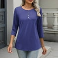 thumbnail image 6 of Tqyyweavej Womens 3/4 Length Sleeve Tops V Neck Dressy Casual Loose Button Work Tunic Tee Shirts 2025 Fall Basic Tee Blouse, 6 of 8