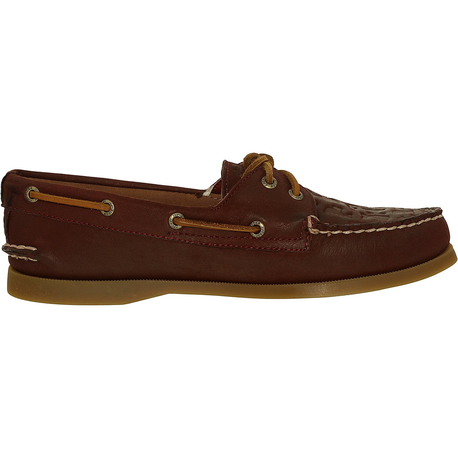 Sperry Women's Authentic Originals 2 Eye Leather Emboss Burgundy Ankle-High Flat Shoe - 6M