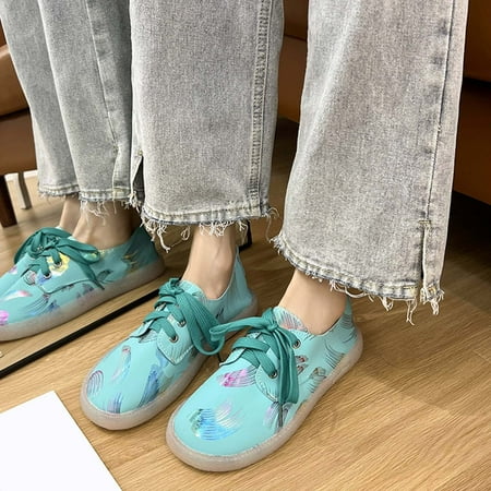 

Christmas Ladies Shoes Casual Fashion Flat Heel Round Head Lace Up Single Shoes Loafers Shoes Casual Shoes