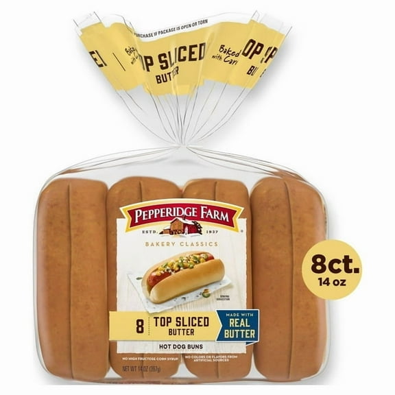 Pepperidge Farm Butter Hot Dog Buns Top Sliced 8-ct (Pack of 3)