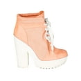 thumbnail image 2 of Qupid CB98 Women Suede Perforated Lace Up Lug Sole Chunky Heel Platform Sneaker Bootie, 2 of 5