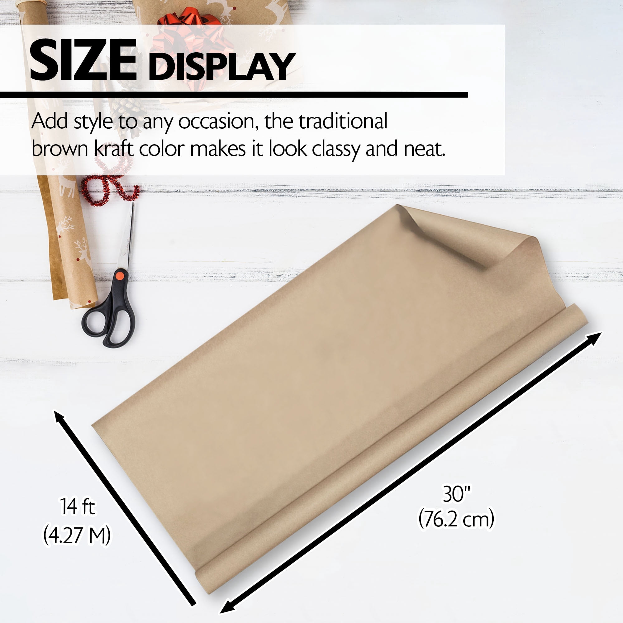 BAZIC Natural Kraft Paper Roll 30" X 14 ft. Brown Gift Wrap Paper 36-Roll