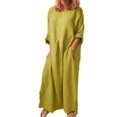 thumbnail image 1 of Ladies With Pockets Kaftan Casual Roll Up Sleeve Maxi DressesL, 1 of 5