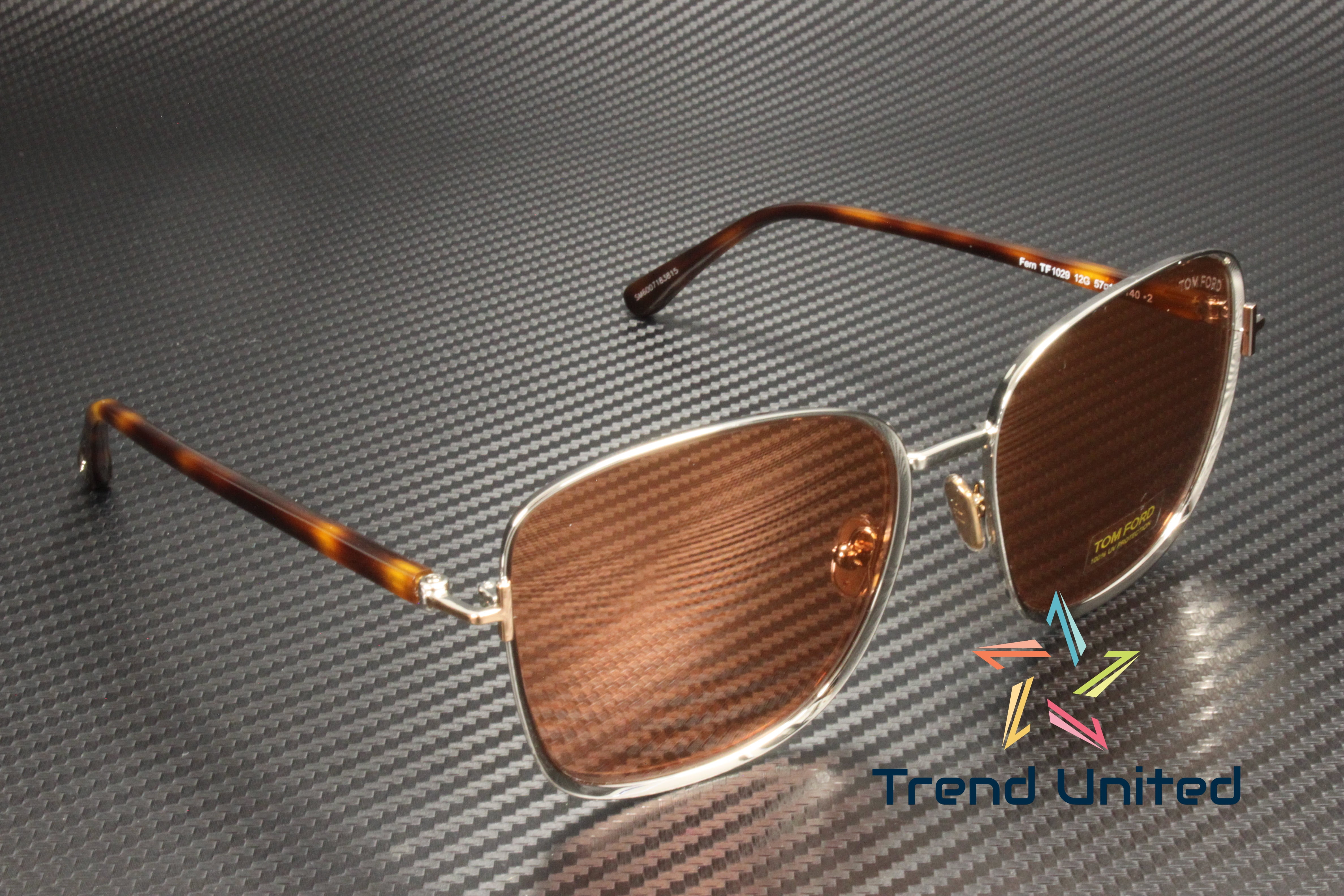 NEW TOM FORD TF1029 12G SUNGLASSES GREY BROWN WOMEN EYEWEAR TOM FORD FT1029 12G Tom Ford FT1029 12G Metal Dark Ruthenium Brown Mirror 57 mm  main image 3