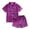 Purple, variant on LYMAYTER Little Girls Boys V-Neck Silk Pajamas Set Baby Stain Printed Sleepwear Pjs 2 PCS Short Sleeve Jammies Loungewear Outfit for Toddler 9 M-13 Years