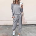 thumbnail image 1 of Faithtur Women Autumn Casual Sportswear Set Solid Color Long Sleeve O-neck Pullover+Drawstring Trousers Lady Spring Tracksuit Outfit, 1 of 5