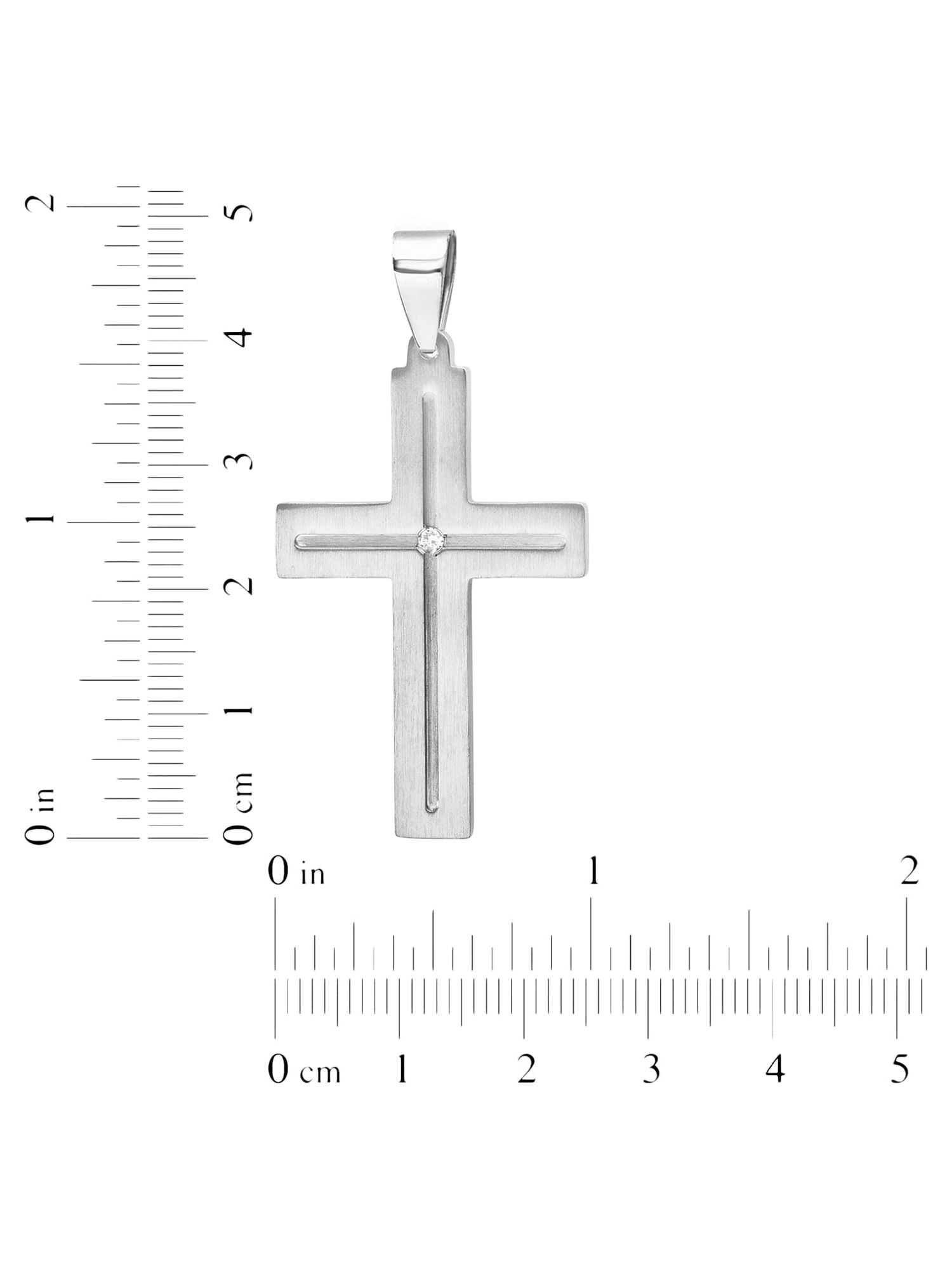 Brilliance Fine Jewelry Men's Diamond Accent Stainless Steel Cross Pendant Necklace