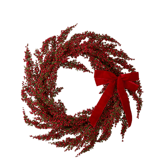 FlareFable 22" Red Berries with Bow Christmas Wreath, Perfect Christmas Decorations