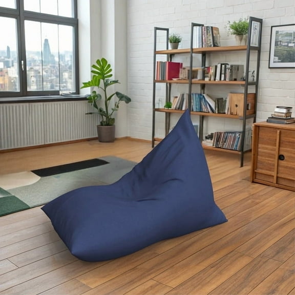 Covers & all Versatile Pivot Shaped Bean Bag Chair with CoverRite 600 Denier Fabric UV Resistant for Lounging - Navy Blue (M, 48 L × 36 W × 36 H inch)(Beans not included)