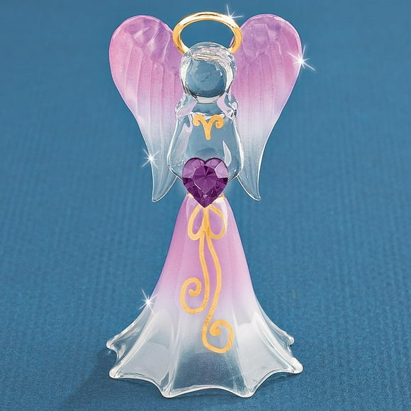 Glass Baron Lavender Angel Swarovski Crystal Heart Figurine Religious Household Glas