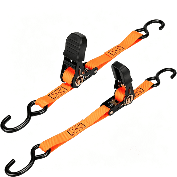 MISSMILE Boat Trailer Transom Tie Down Straps 2400 Lbs, 1” X 4 Ft Heavy Duty Retractable Ratchet Straps Tie Downs to Trailer Marine Jet Ski Pontoon, with Quick Release Buckle & Anti-Scratch Hooks