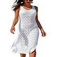 thumbnail image 4 of Charmo Womens Crochet Hollow Out Coverups V Neck Side Split Long Beach Dress, 4 of 7