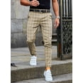 thumbnail image 3 of Gvmfive Men Check Print Zipper Fly Side Pockets Skinny Capri Pants, 3 of 4
