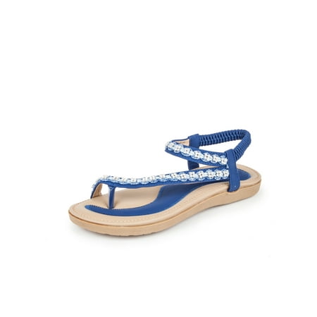 

Haute Edition Women s Bohemian Beaded Elastic Slip on Comfort Sandals