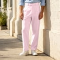 thumbnail image 6 of Fengqque Men's Solid Color Loose Straight-Leg Casual Pleated Dress Pants with Pockets Pink XL, 6 of 8