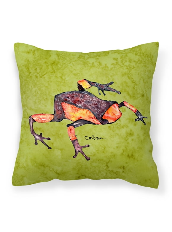 Carolines Treasures 8689PW1414 Frog Decorative   Canvas Fabric Pillow, 14Hx14W, multicolor