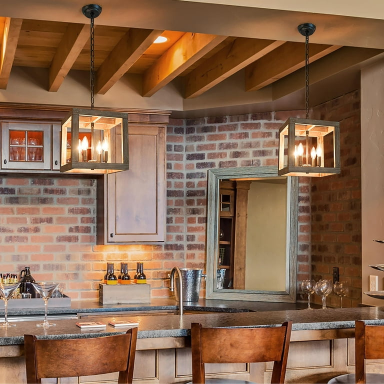 LaLuz Kiria Modern Farmhouse 4-Light Wood Chandelier Rustic