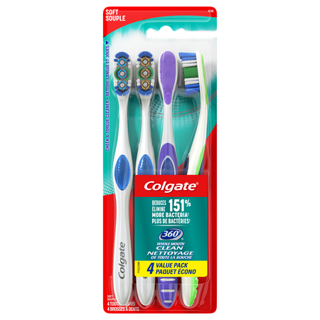 Colgate 360 Adult Full Head Soft Toothbrush - 4 (Best Toothbrush For Edges)