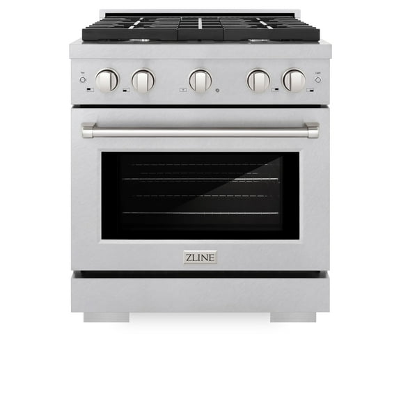 ZLINE 30 in. 4.2 cu. ft. Paramount Gas Range with 4 Burner Cooktop and Convection Gas Oven in DuraSnow Stainless Steel (SGRS-30)