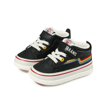 

TARANIS Baby Boys Fleece Soft Sole Anti-slip Color Block Sneakers With Hook & Loop Fastener Kids Shoes